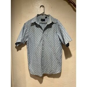 Pineapple Connection Mens XL Blue Striped Short Sleeve Button Up Shirt Casual